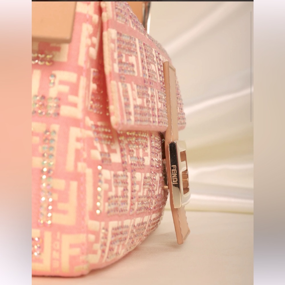 Additional Pics: Authentic Ultra-Rare Fendi Crystal Studded Zucchino Baguette - Picture 11 of 16